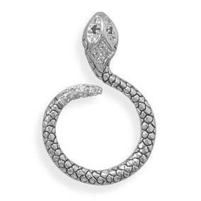 Rhodium Plated CZ Snake Slide