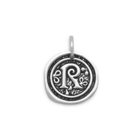 Oxidized Initial "R" Pendant