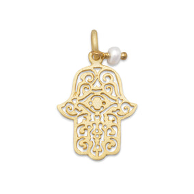 14 Karat Gold Plated Sterling Silver Hamsa Charm