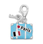 Rhodium Plated Suitcase Charm with Lobster Clasp