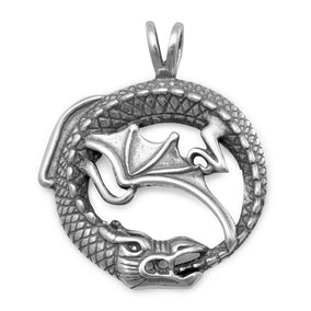 Oxidized Dragon Pendant
