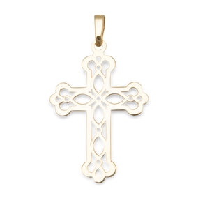 14 Karat Gold Plated Ornate Cross Pendant