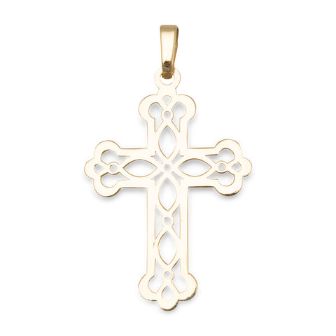 14 Karat Gold Plated Ornate Cross Pendant