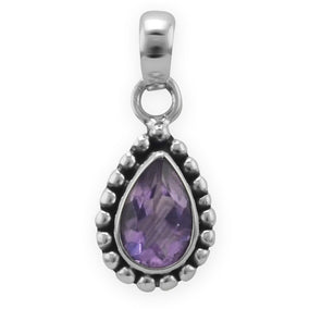 Oxidized Pear Amethyst Pendant