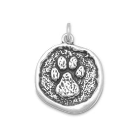 Oxidized Paw Print Pendant