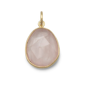 14 Karat Gold Plated Rose Quartz Pendant
