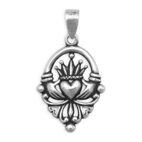 Oxidized Claddagh Pendant
