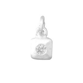 Square Matte CZ Charm