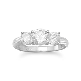 Polished Sterling Silver Triple CZ Ring