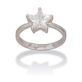 Rhodium Plated CZ Star Ring