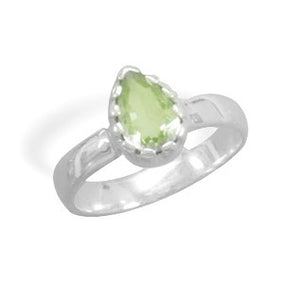 Pear Shape Green Amethyst Ring