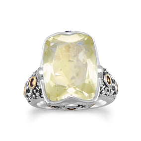 Large Faceted Lemon Quartz Ring