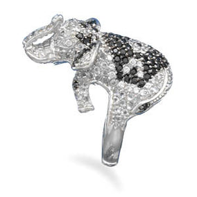 Rhodium Plated CZ Elephant Ring