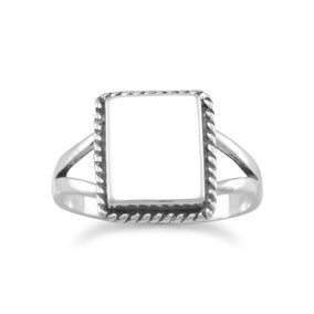 Square ID Ring with Rope Edge