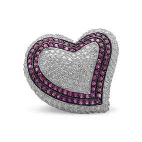 Rhodium Plated CZ Heart Ring