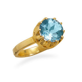 14 Karat Gold Plated Blue Topaz Ring