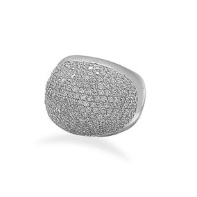 Rhodium Plated Domed CZ Ring