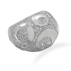Rhodium Plated Domed Clear CZ Ring