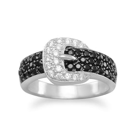 Rhodium Plated CZ Belt with Buckle Ring