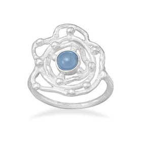 Abstract Flower Design with Blue Zircon