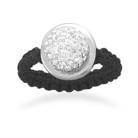 Macrame and Clear Crystal Ring