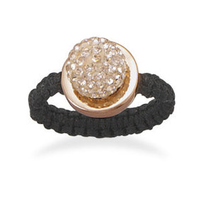 Macrame and Champagne Crystal Ring