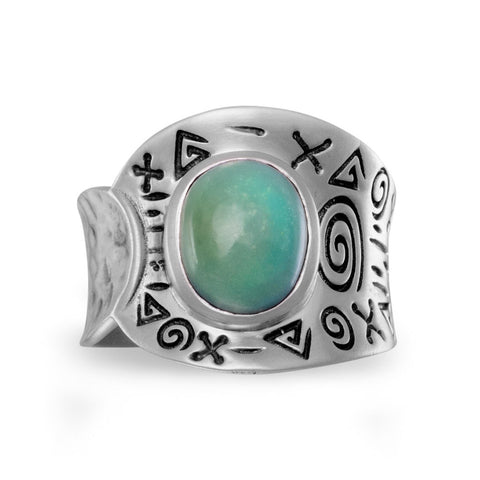 Oxidized Reconstituted Turquoise Ring