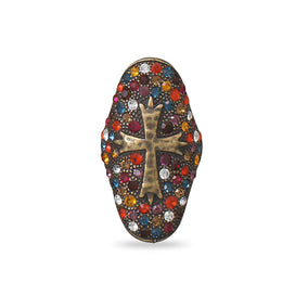 Multicolor Swarovski Crystal Cross Ring