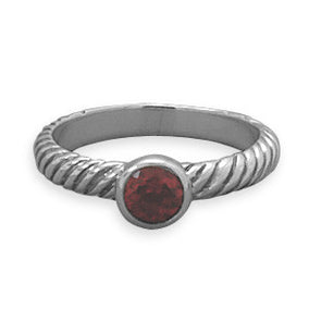 Oxidized Garnet Ring with Twist Band