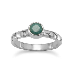 Oxidized Rough-Cut Emerald Ring