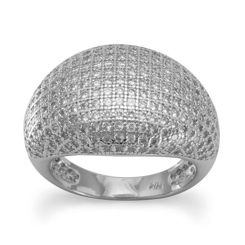Rhodium Plated Micro Pave CZ Ring