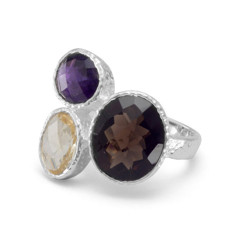 Amethyst, Citrine and Smoky Quartz Ring