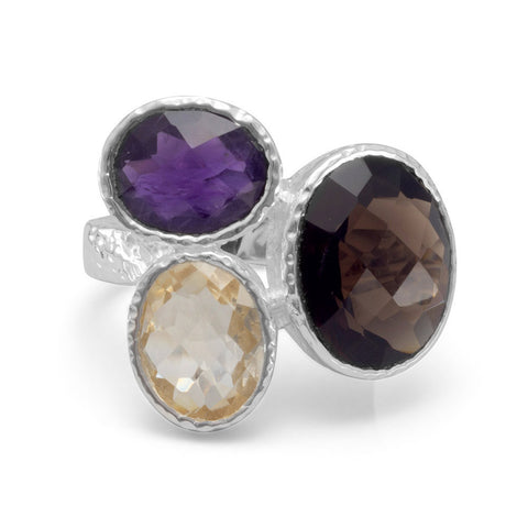 Amethyst, Citrine and Smoky Quartz Ring