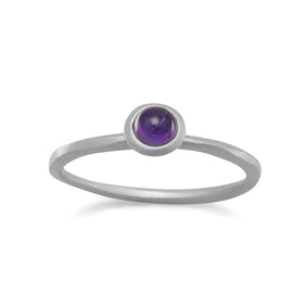 Rhodium Plated Amethyst Ring