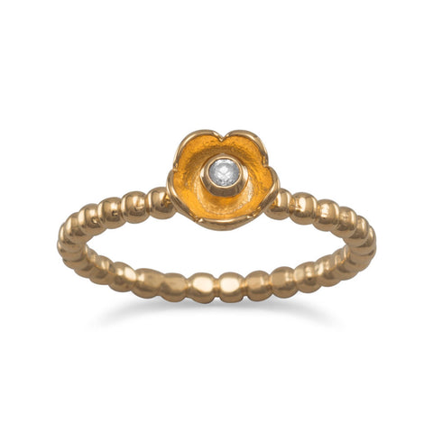 14 Karat Gold Plated Flower Ring