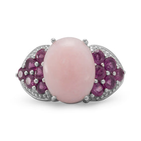 Rhodolite and Pink Opal Ring