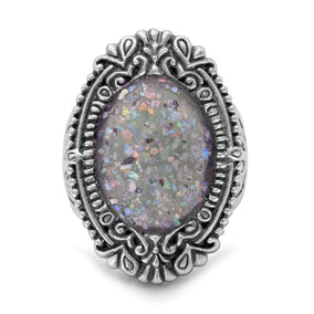 Ornate Oval Roman Glass Ring