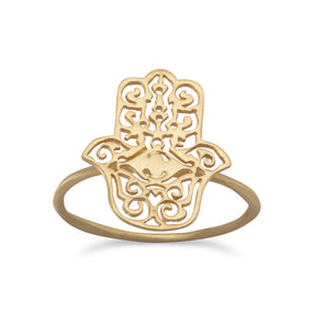 14 Karat Gold Plated Hamsa Ring