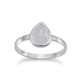 Freeform Faceted Pear Shape Blue Chalcedony Stackable Ring