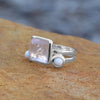 Freeform Faceted Square Rose Quartz Stackable Ring
