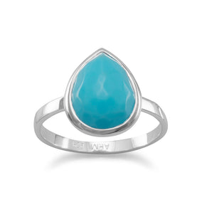 Freeform Faceted Turquoise Pear Shape Stackable Ring