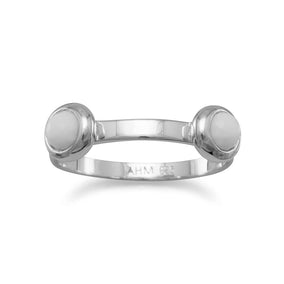 Round Double Freeform Faceted White Agate Stackable Ring