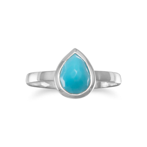 Small Pear Shape Freeform Faceted Turquoise Stackable Ring