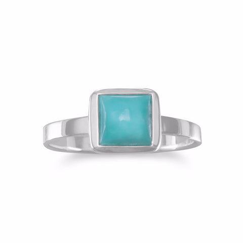 Small Square Freeform Faceted Turquoise Stackable Ring