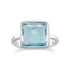 Large Square Freeform Faceted Hydro Quartz Stackable Ring