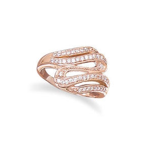 14 Karat Rose Gold Plated CZ Wave Ring