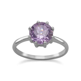 Rhodium Plated Amethyst Ring