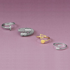 14K Gold Plated Open Ring with Circle and Triangle Ends