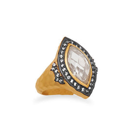 14 Karat Gold Plated Marquise CZ Ring