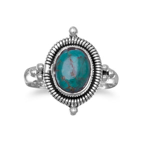 Oxidized Oval Reconstituted Turquoise Ring